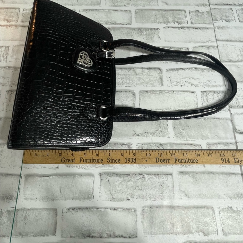Brighton Black Crocodile-Embossed leather Shoulder Bag. Hearts. Pre-owned. Tote - Picture 11 of 16